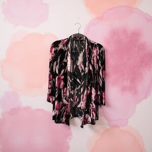Floral Black and Pink Kimono Cardigan